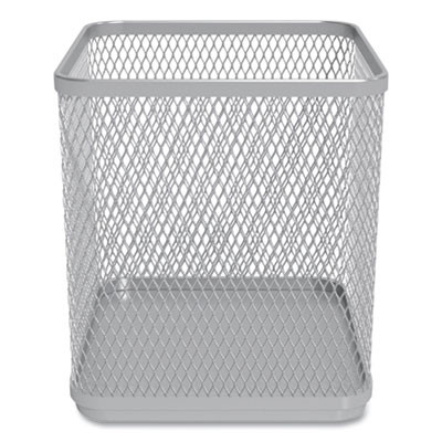 Wire Mesh Pencil Holder, 3.46 X 3.46 X 4.33, Silver