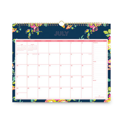 Day Designer Peyton Academic Wall Calendar, Floral Artwork, 15 x 12, White/Navy Sheets, 12-Month (July To June): 2025 To 2026