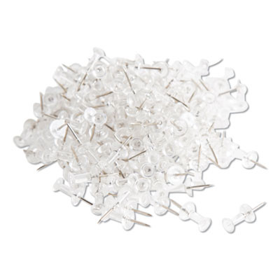 Standard Push Pins, Plastic, Clear, 0.44", 200/Pack