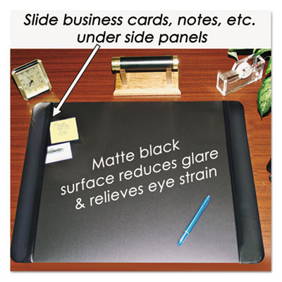 Executive Desk Pad With Antimicrobial Protection, Leather-Like Side Panels, 36" x 20", Black