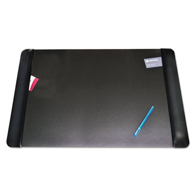 Executive Desk Pad With Antimicrobial Protection, Leather-Like Side Panels, 36" x 20", Black