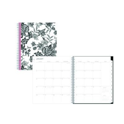 Analeis Monthly Planner, Floral Artwork, 10 x 8, White/Black/Coral Cover, 12-Month (Jan To Dec): 2026