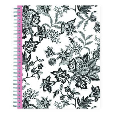 Analeis Monthly Planner, Floral Artwork, 10 x 8, White/Black/Coral Cover, 12-Month (Jan To Dec): 2026