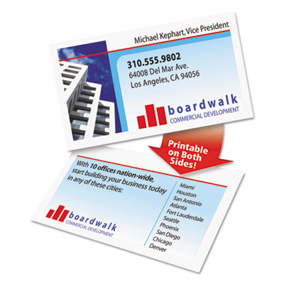 Clean Edge Business Cards, Laser, 2 x 3.5, White, 10 Cards/Sheet, 40 Sheets/Box
