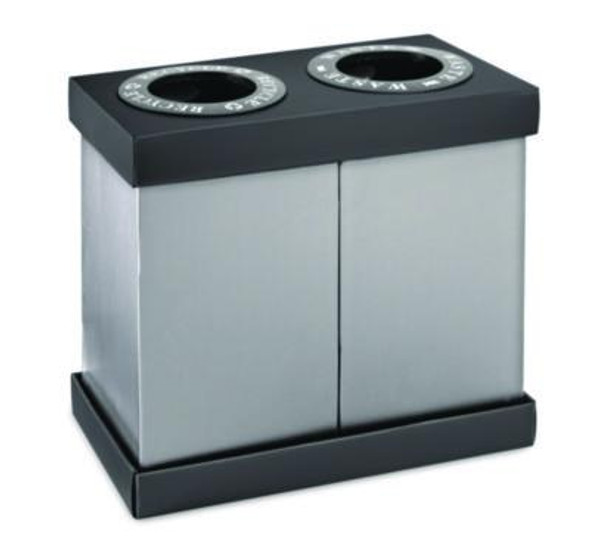 28 Gal Indoor Trash Can And Recycling Bin, Corrugated Polypropylene, Gray, 2 Bin