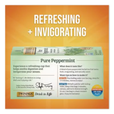 Tea Bags, Pure Peppermint, 1.76 Oz Filterbag, 25/Box