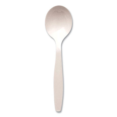 Individually Wrapped Mediumweight Cutlery, Soup Spoon, Plastic, White, 1,000/Carton