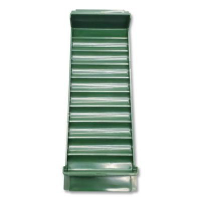 Stackable Plastic Coin Tray, Accommodates $50 In Dimes, 3.75" x 11.5" x 1.5", Green
