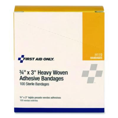 Heavy Woven Adhesive Bandages, Strip, 0.75 X 3, 100/Box