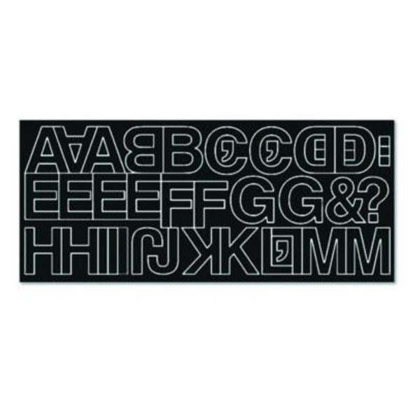Peel-And-Stick Letters, Numbers And Symbols, 1" Tall, Black Characters, White Background, 256 Pieces