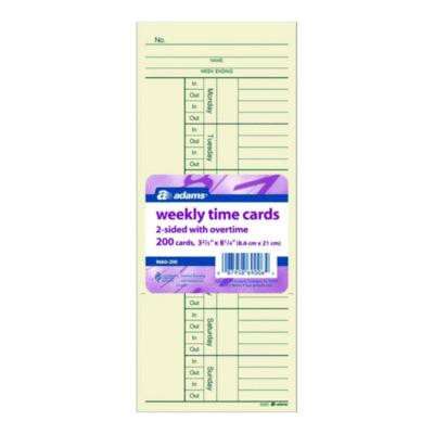 Time Cards For Acroprint, Amano And Lathem Time Clocks, Two Sides, 3.4 x 8.25, 200/Pack
