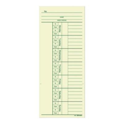 Time Cards For Acroprint, Amano And Lathem Time Clocks, Two Sides, 3.4 x 8.25, 200/Pack