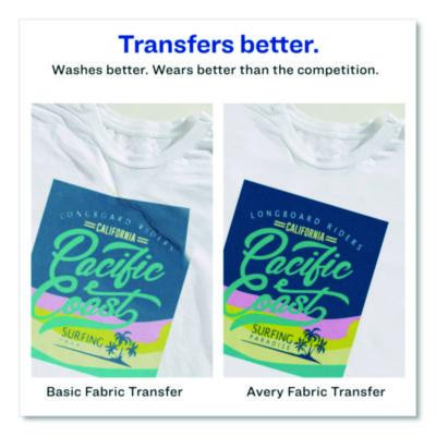 Fabric Transfers, For Light-Colored Fabrics, 8.5 x 11, White, 6/Pack