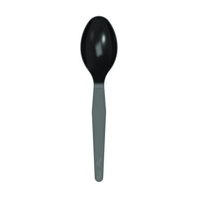 Mediumweight Polystyrene Wrapped Cutlery, Spoon, Plastic, Black, 1,000/Carton