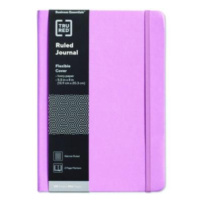 Flexible-Cover Business Journal With Elastic Closure, 1-Subject, Narrow Rule, Mauve Cover, (128) 8 x 5.5 Sheets
