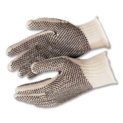 Pro Pvc-Dotted String-Knit Gloves, Medium, White/Black, 12 Pairs