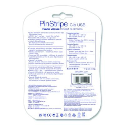 Pinstripe Usb 3.0 Flash Drive, 128 Gb, Blue/Green/Red, 3/Pack