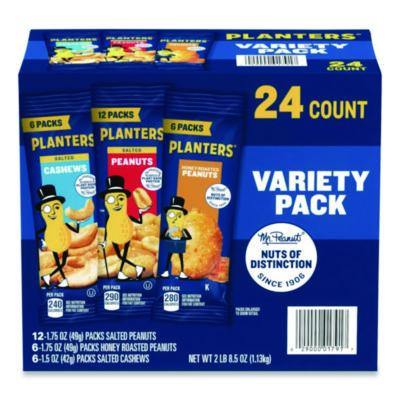Salted Nuts Variety Pack, Assorted Flavors, 1.5 Oz/1.75 Oz Packs, 24/Carton
