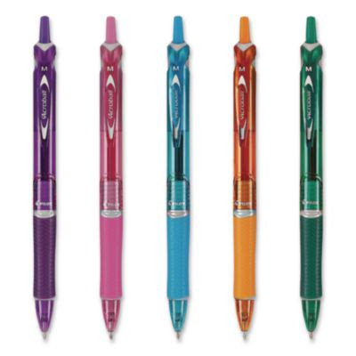 Acroball Colors Advanced Ink Hybrid Gel Pen, Retractable, Medium 1 Mm, Assorted Ink/Barrel Colors, 5/Pack