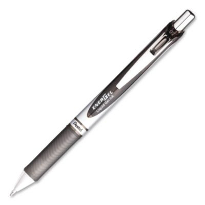 Energel Rtx Liquid Gel Pen, Retractable. Medium 0.7 Mm, Black Ink, Black/Gray Barrel, 3/Pack
