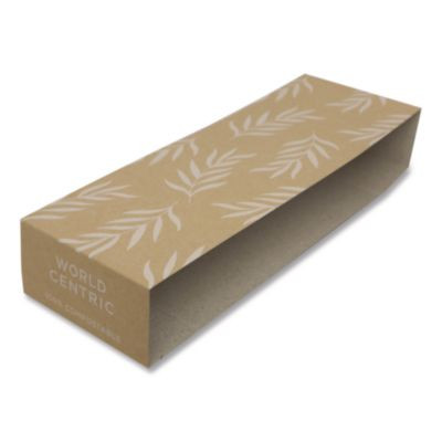 Fiber Container Sleeves, World Centric Leaf Design, 7.5 x 10 x 3.25, Natural, Paper, 800/Carton