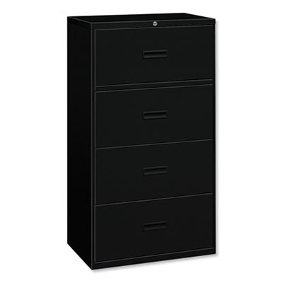 400 Series Lateral File, 4 Legal/Letter-Size File Drawers, Black, 36" X 18" X 52.5"