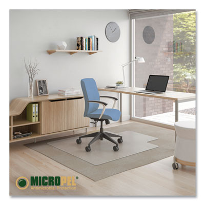 Antimicrobial Chair Mat For Medium Pile Carpeted Floors, Rectangular With Lip, Straight Edges, 36" x 48", Clear