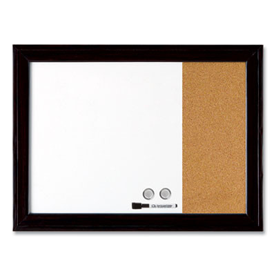 Home Decor Combo Magnetic Dry Erase/Bulletin Board, 23" x 17", Tan/White Surface, Black Wood Frame
