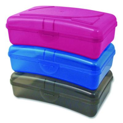 Plastic School Box, 1 Compartment, 8 x 5.13 x 2.13, Randomly Assorted Colors