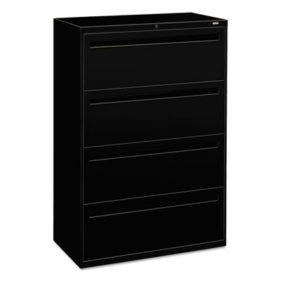 Brigade 700 Series Lateral File, 4 Legal/Letter-Size File Drawers, Black, 36" X 18" X 52.5"