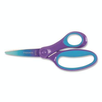 Big Kid Ombre Scissors, Pointed Tip, 7.5" Long, 3.5" Cut Length, Straight Purple/Turquoise Handle