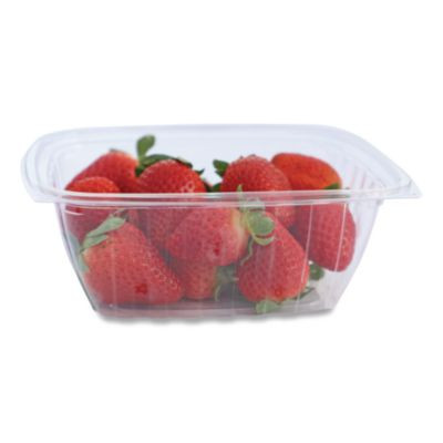 Pla Rectangular Deli Containers, 32 Oz, 6.1 x 7.6 x 2.8, Clear, Plastic, 600/Carton