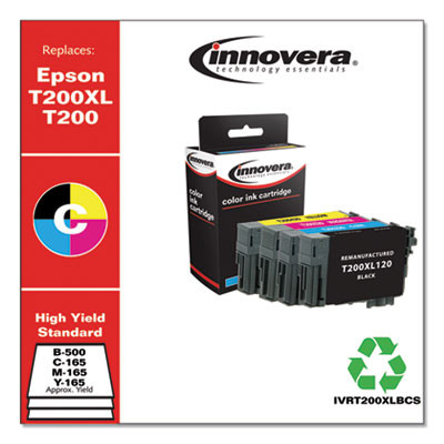 Remanufactured Black/Cyan/Magenta/Yellow Ink, Replacement f/T200Xl/T200 (T200Xl-Bcs),500/165 Page-Yield
