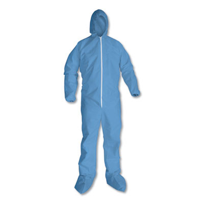 A65 Zipper Front Hood And Boot Flame-Resistant Coveralls, Elastic Wrist And Ankles, 4X-Large, Blue, 21/Carton