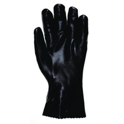 Double-Dipped Pvc Gloves, 14" Long, Large, Black, 12 Pairs