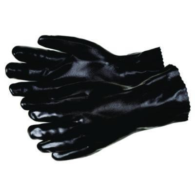 Double-Dipped Pvc Gloves, 14" Long, Large, Black, 12 Pairs