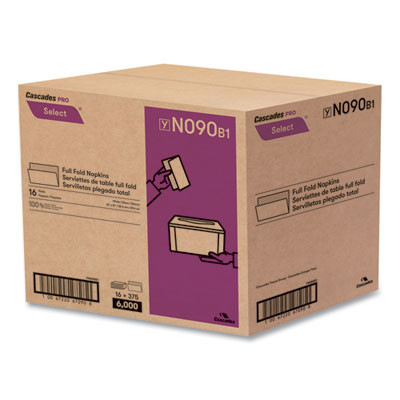 Select Full Fold Ii Napkins, 1-Ply, 12 x 12, White, 375/Pack, 24/Carton