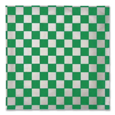 Grease-Resistant Paper Wraps And Liners, 12 X 12, Green Check, 1,000/Box, 5 Boxes/Carton
