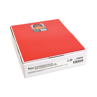 Two-Pocket Heavyweight Poly Portfolio Folder, Accommodates 11 x 8.5 Sheets, Red, 25/Box