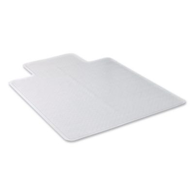 Studded Chair Mat For Flat Pile Carpeted Floors, Rectangular With Lip, Straight Edges, 36" x 48", Clear