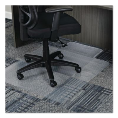 Studded Chair Mat For Flat Pile Carpeted Floors, Rectangular With Lip, Straight Edges, 36" x 48", Clear
