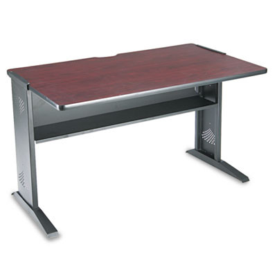 Computer Desk With Reversible Top, 47.5" X 28" X 30", Mahogany/Medium Oak/Black