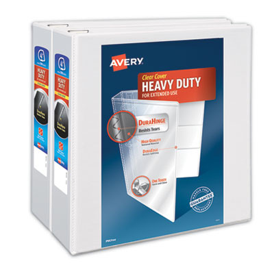 Heavy-Duty Non Stick View Binder With Durahinge And Slant Rings, 3 Rings, 4" Capacity, 11 X 8.5, White, 2/Pack