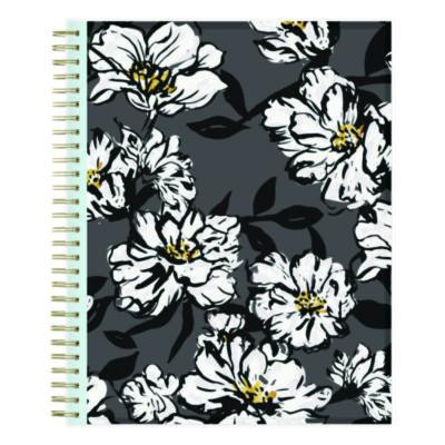 Baccara Dark Monthly Planner, Floral Artwork, 10 x 8, Gray/Black/Gold Cover, 12-Month (Jan To Dec): 2026