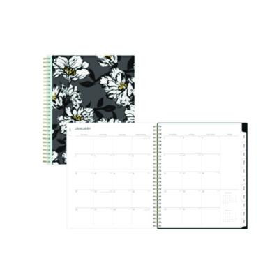 Baccara Dark Monthly Planner, Floral Artwork, 10 x 8, Gray/Black/Gold Cover, 12-Month (Jan To Dec): 2026