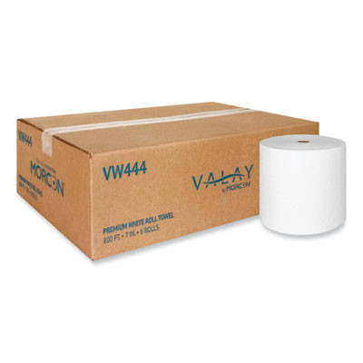 Valay Proprietary Roll Towels, 1-Ply, 7" x 800 Ft, White, 6 Rolls/Carton