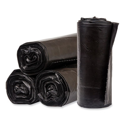 Eco Strong Plus Can Liners, 60 Gal, 1.7 Mil, 38" x 58", Black, Perforated Roll, 100/Carton