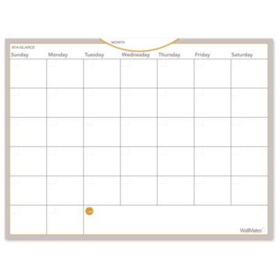 Wallmates Self-Adhesive Dry Erase Monthly Planning Surfaces, 24 X 18, White/Gray/Orange Sheets, Undated