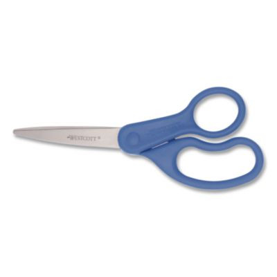Preferred Line Stainless Steel Scissors, 7" Long, 2.5" Cut Length, Straight Blue Handle