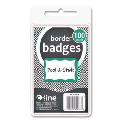 Self-Adhesive Name Badges, 3.5 X 2.25, Green, 100/Box